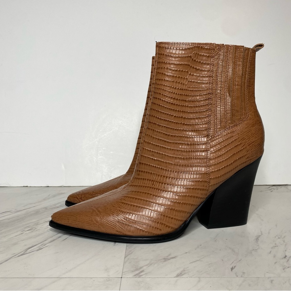 Marc Fisher Mariel Brown Leather Heeled Bootie 11M - Picture 14 of 14